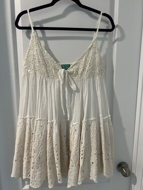 Boho Lace-Trim White Camisole Tank Top